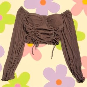 Brown Ruched Top!